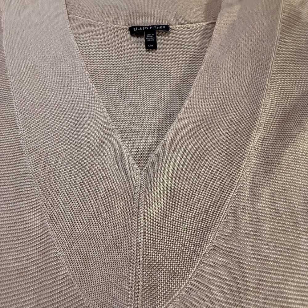 Eileen Fisher Women's Tan Deep V-Neck Knit Sweater Size Lg - Picture 9 of 12